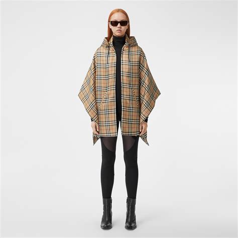 Vintage Check Silk Padded Cape in Archive beige 